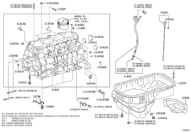 Toyota Hilux Spare Parts List and Part Numbers: Engine Toyota Hilux Spare Parts List and Part Numbers: Engine
