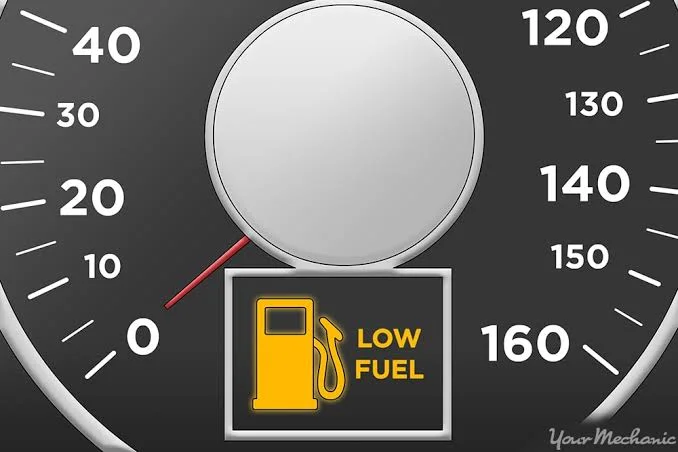 Empty or low fuel tank Empty or low fuel tank