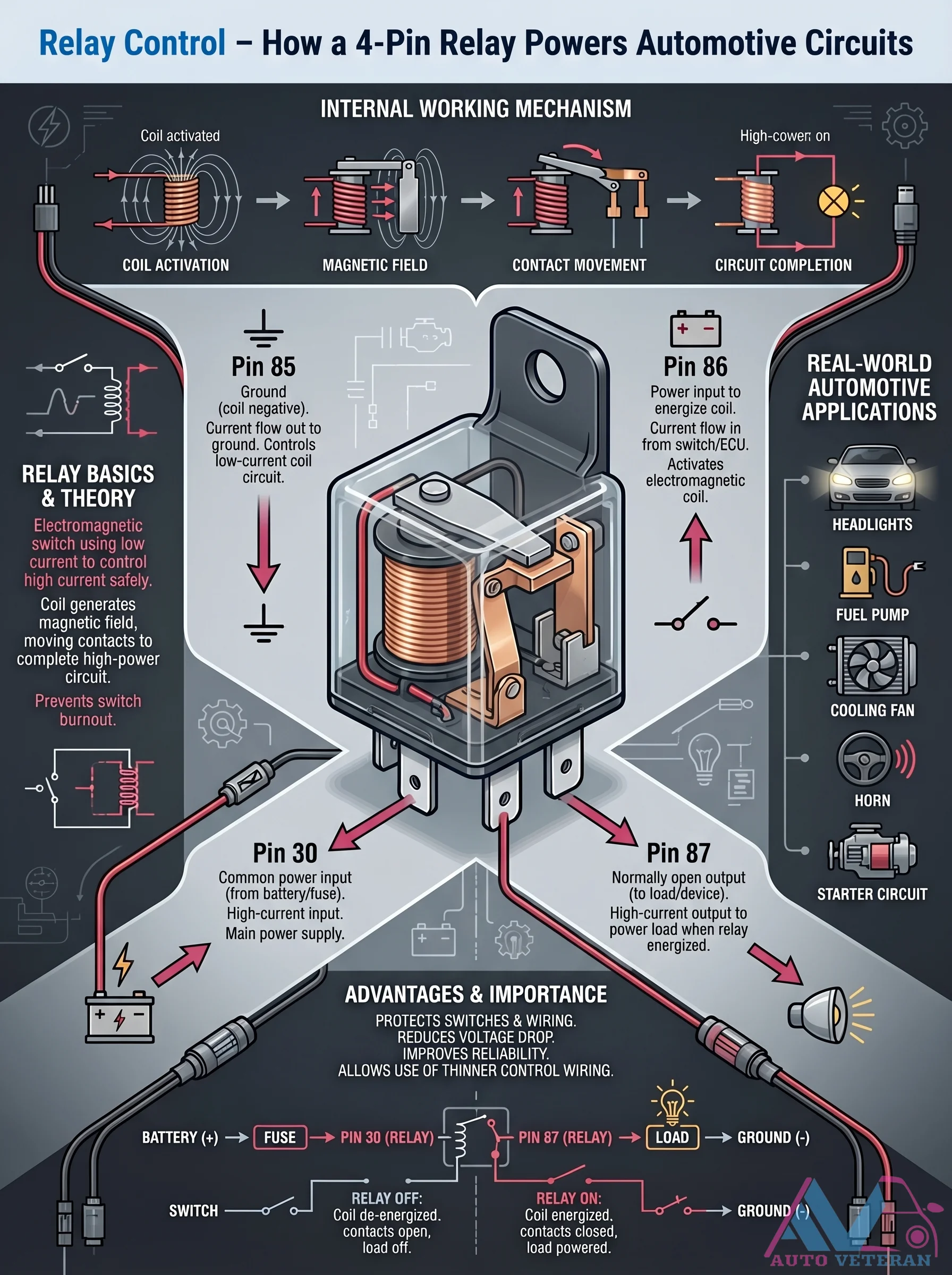 4-Pin Relay Internal Working Mechanism and Applications