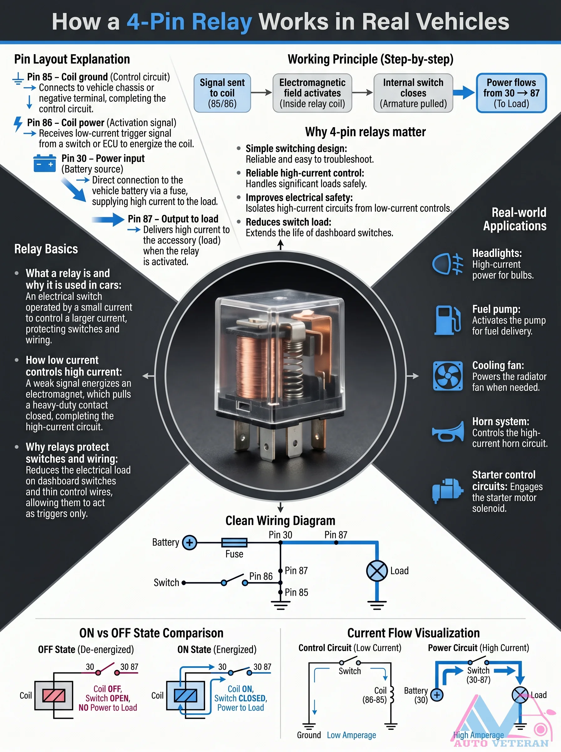 4-Pin Relay Working Principle and Pin Layout Explained