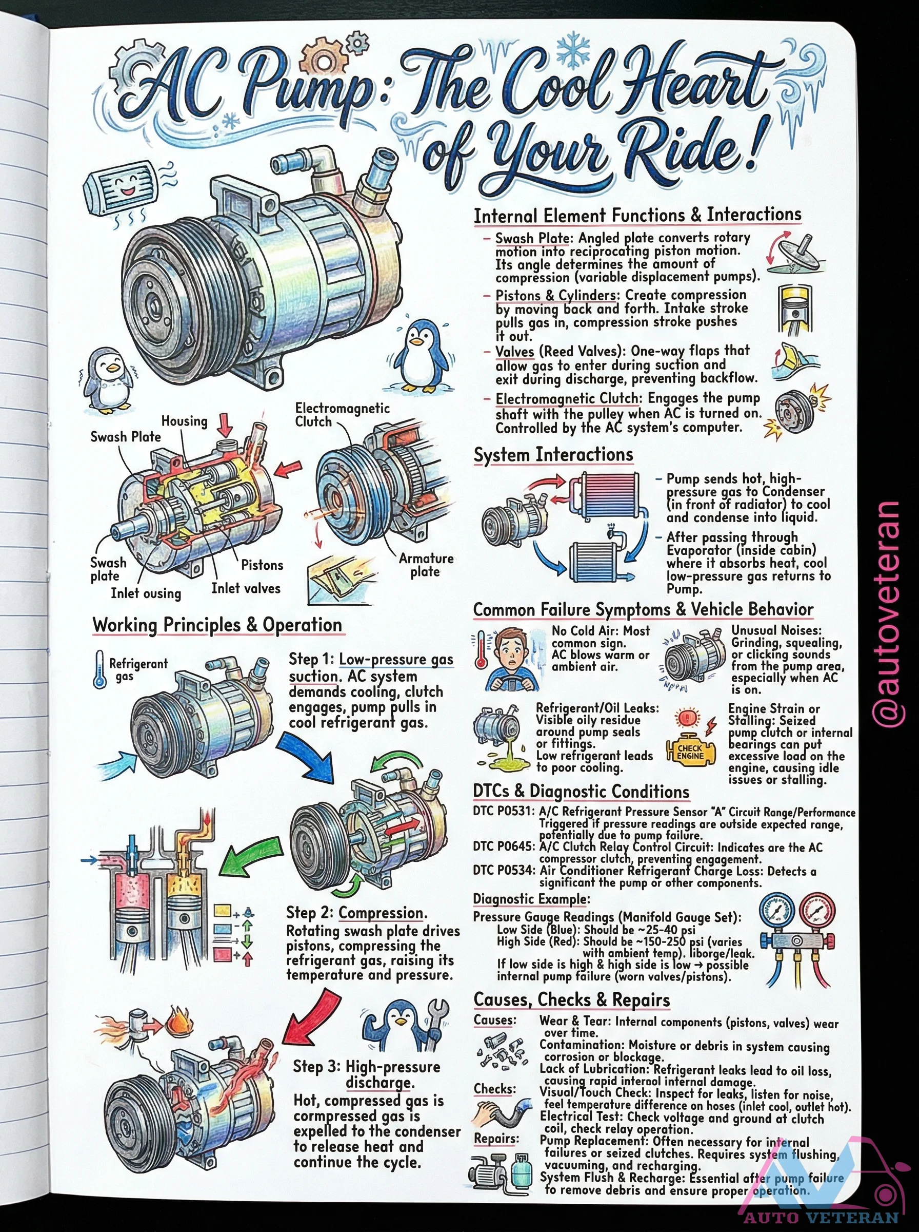 AC Compressor Swash Plate Failure Symptoms and Diagnosis