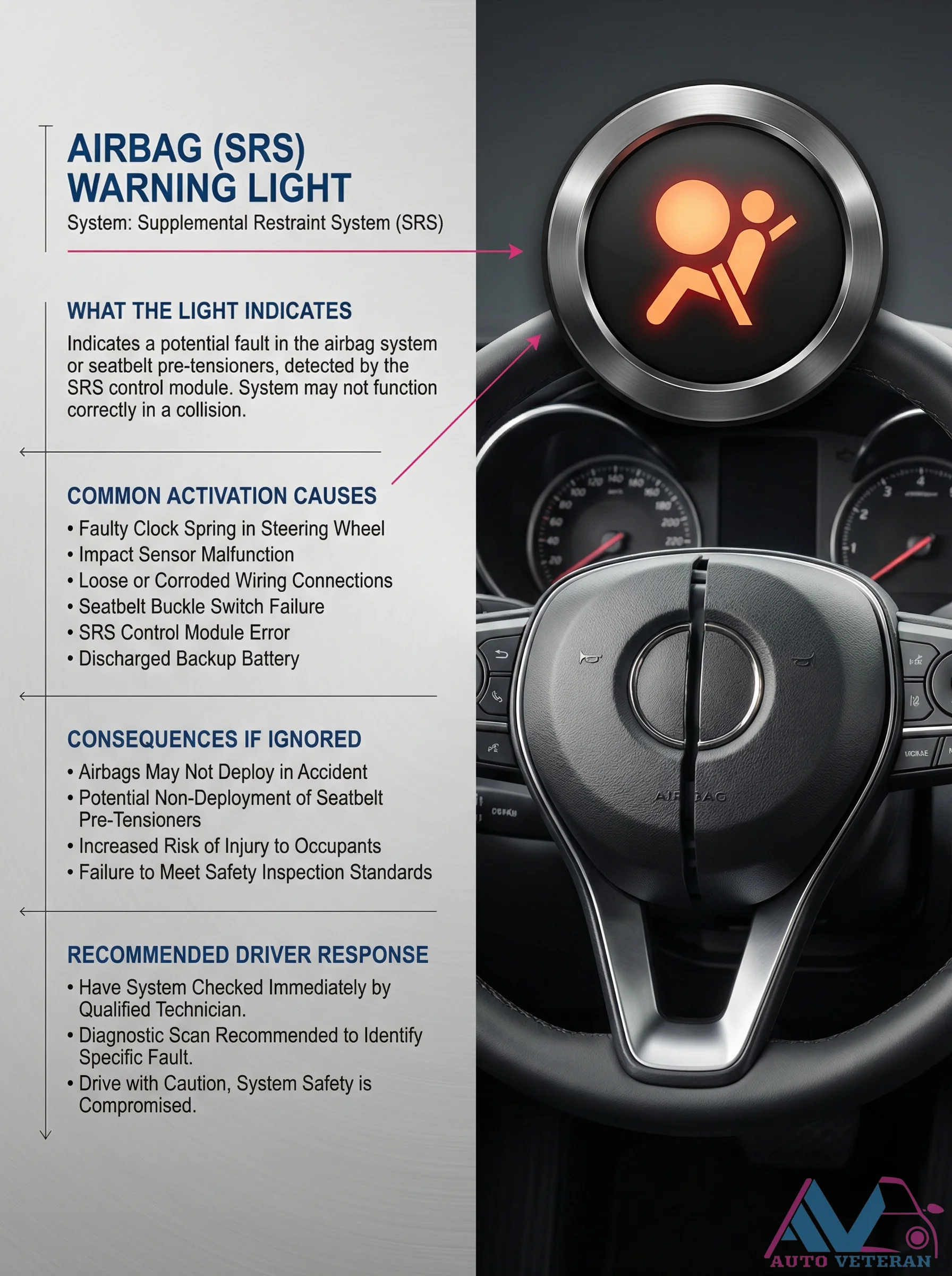 Airbag SRS Warning Light Fault Causes and Consequences