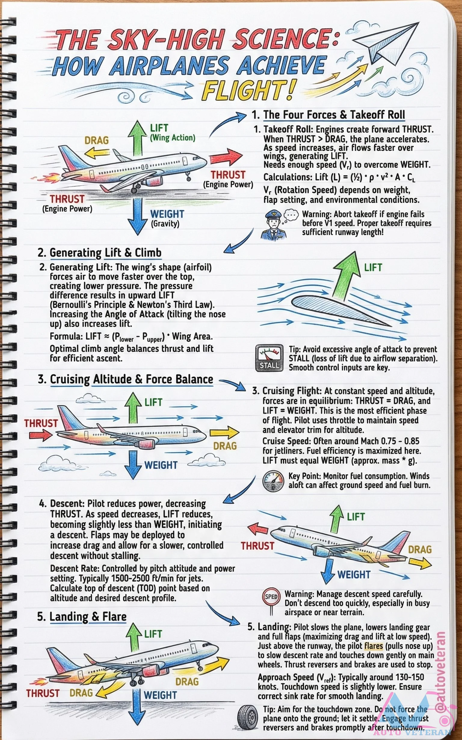 Four Forces of Flight and Takeoff to Landing Sequence