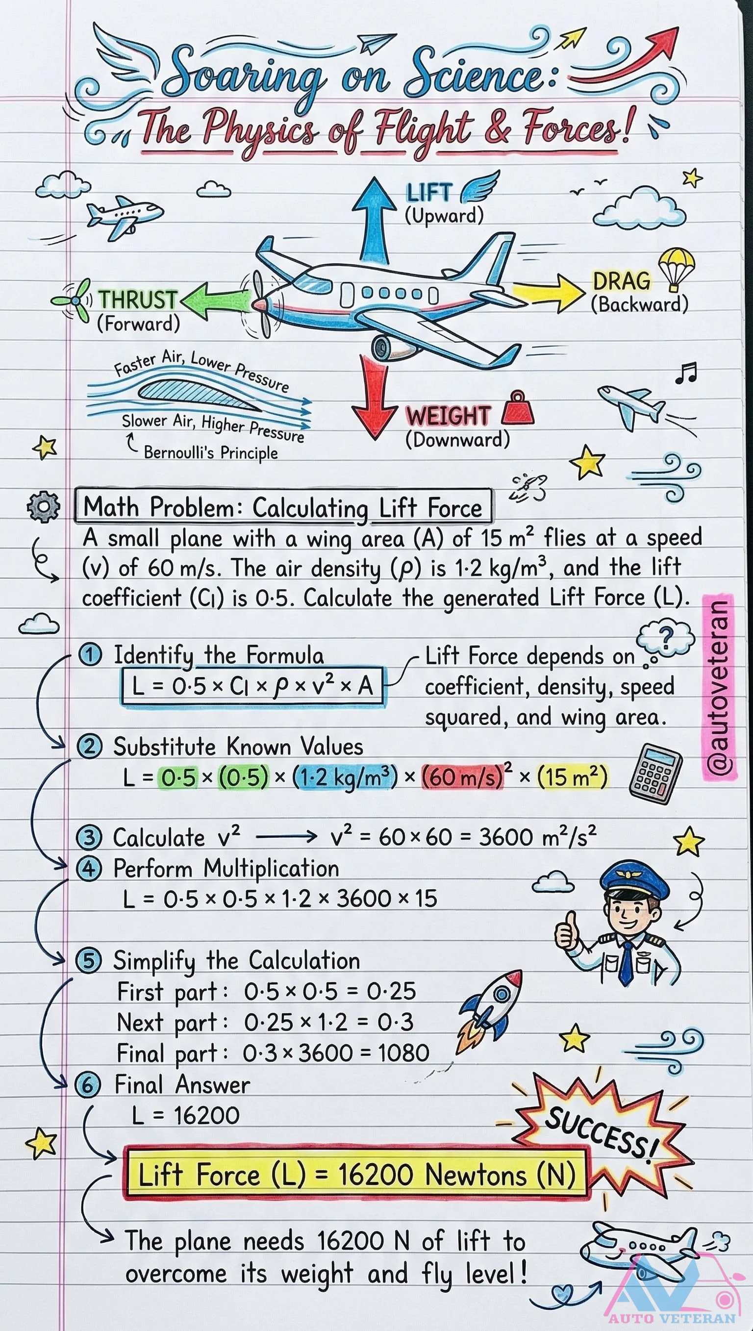 Calculating Lift Force Using Bernoulli's Principle
