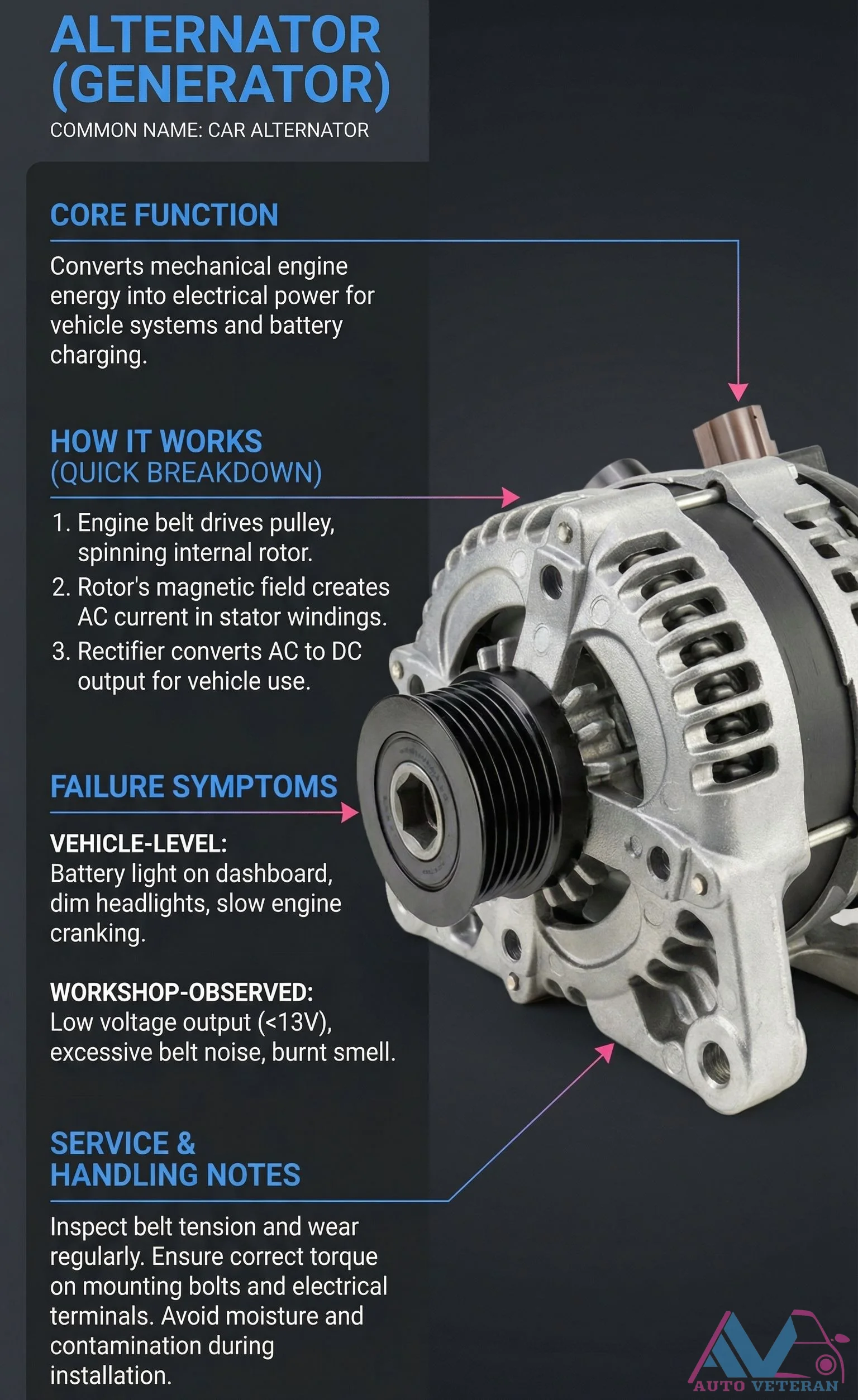 Alternator Failure Symptoms and Service Handling Notes