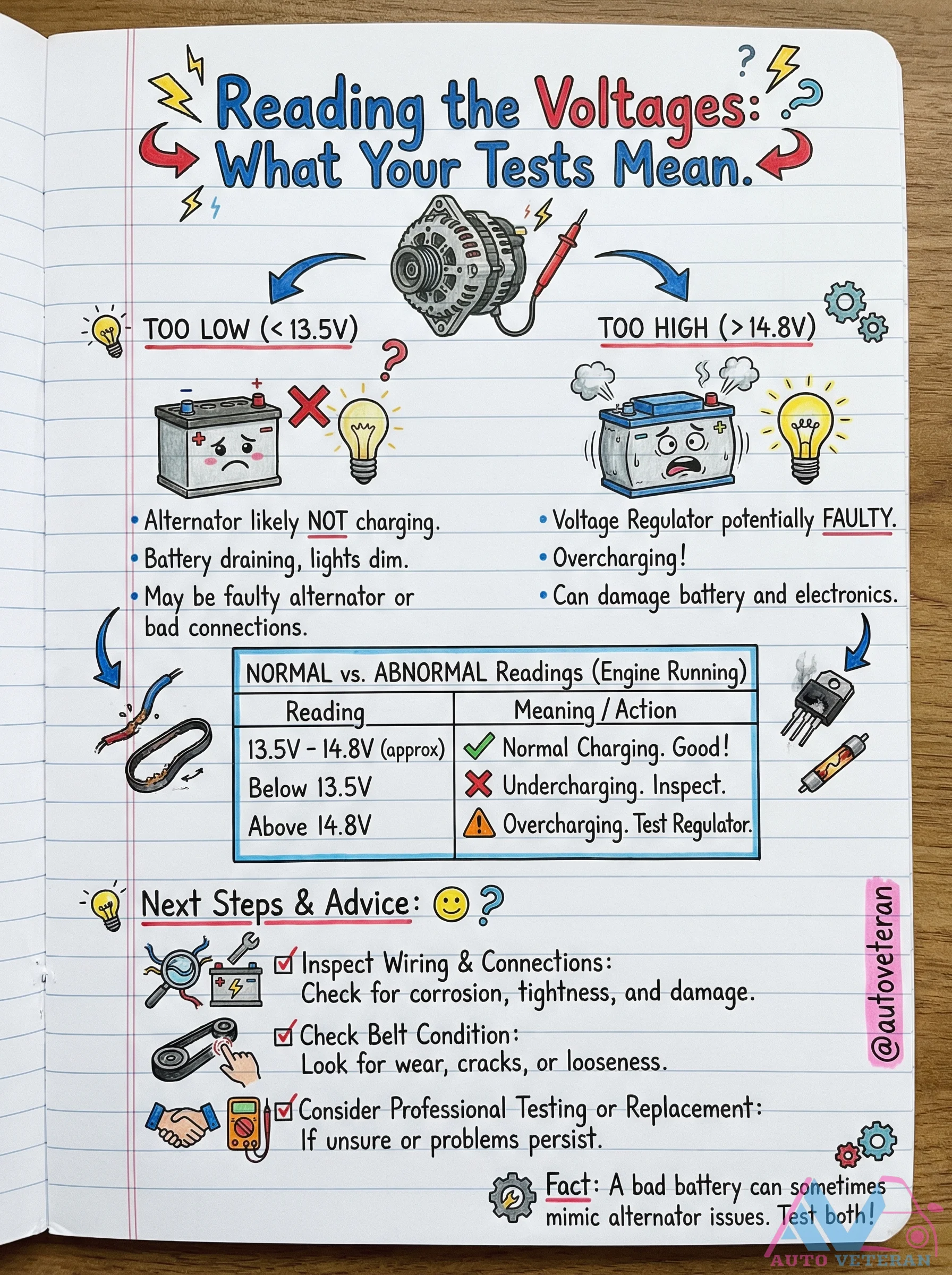 Alternator Voltage Testing Symptoms and Steps