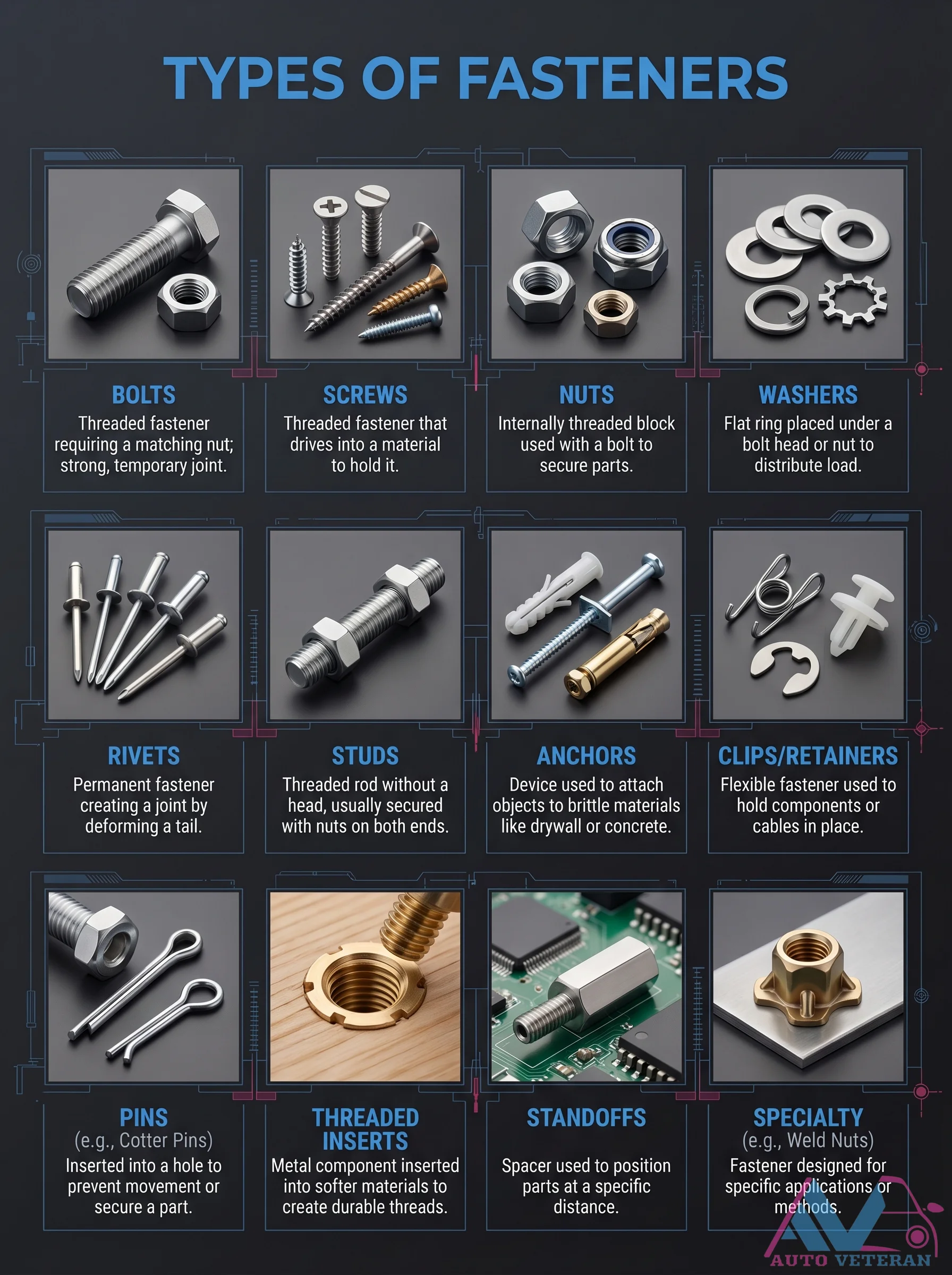 Types of Automotive Fasteners and Their Functions