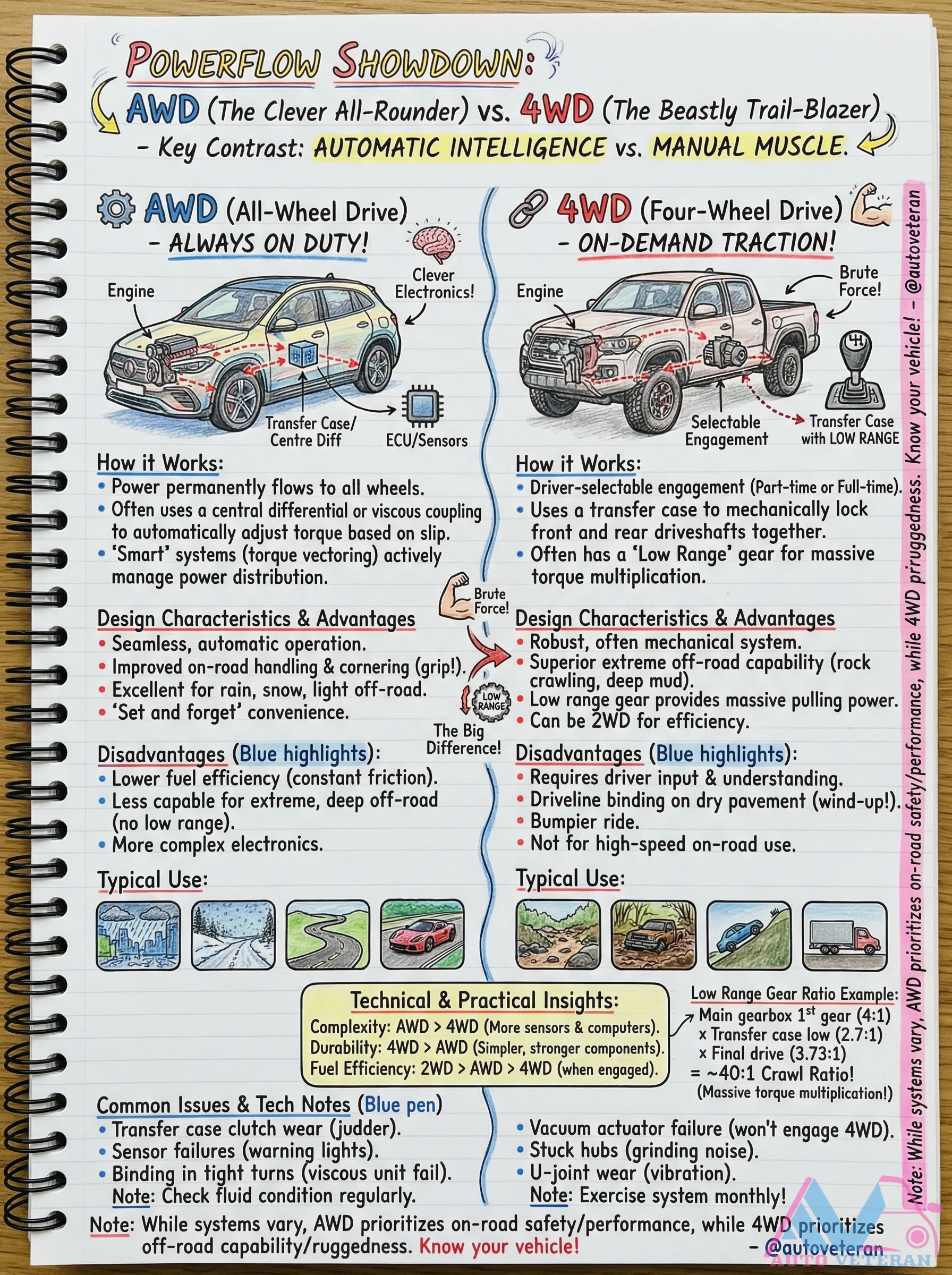 AWD vs 4WD Technical Comparison Guide