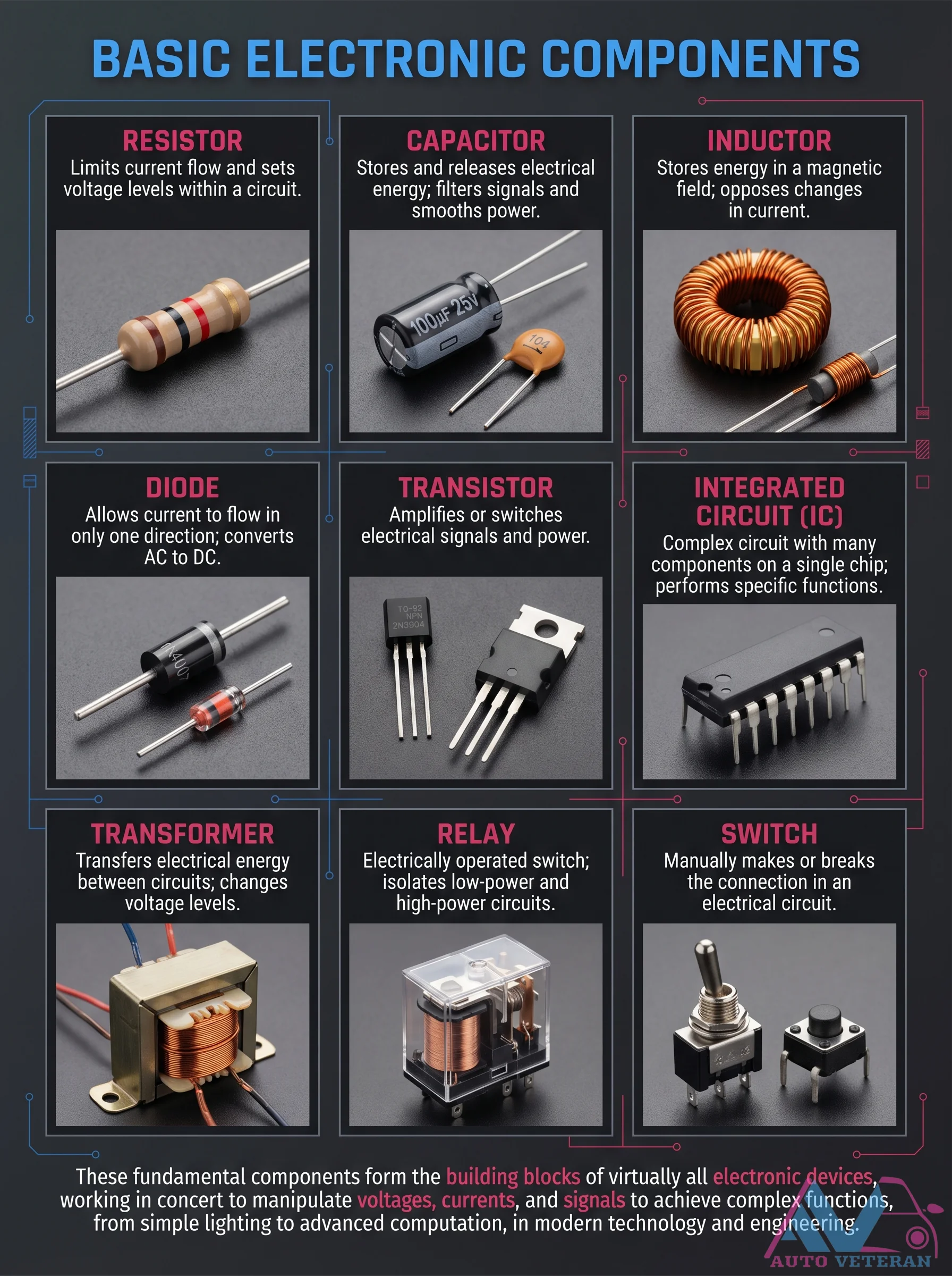 Basic Electronic Components Diagram for Automotive Systems