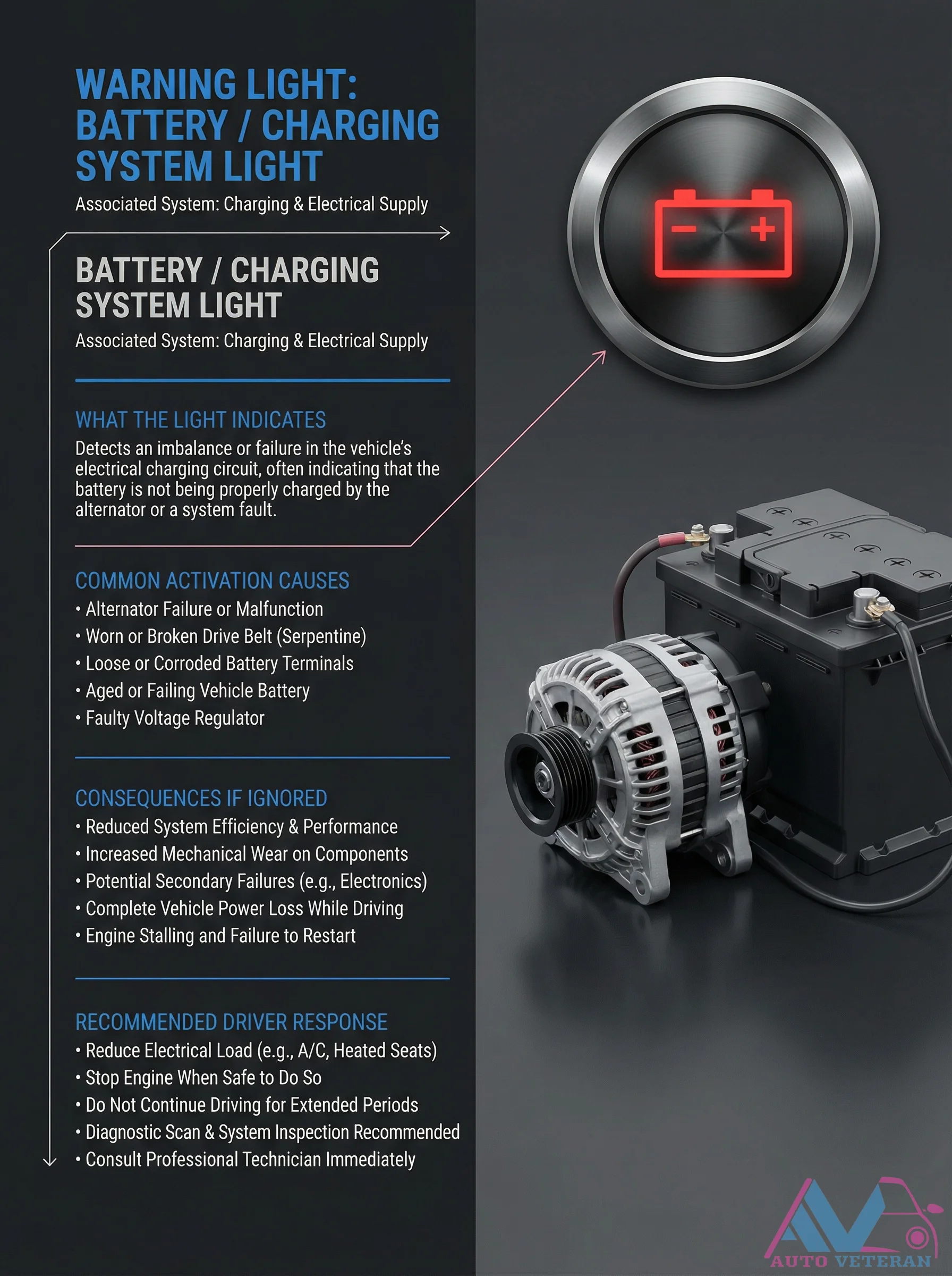 Battery Charging System Warning Light Symptoms and Causes