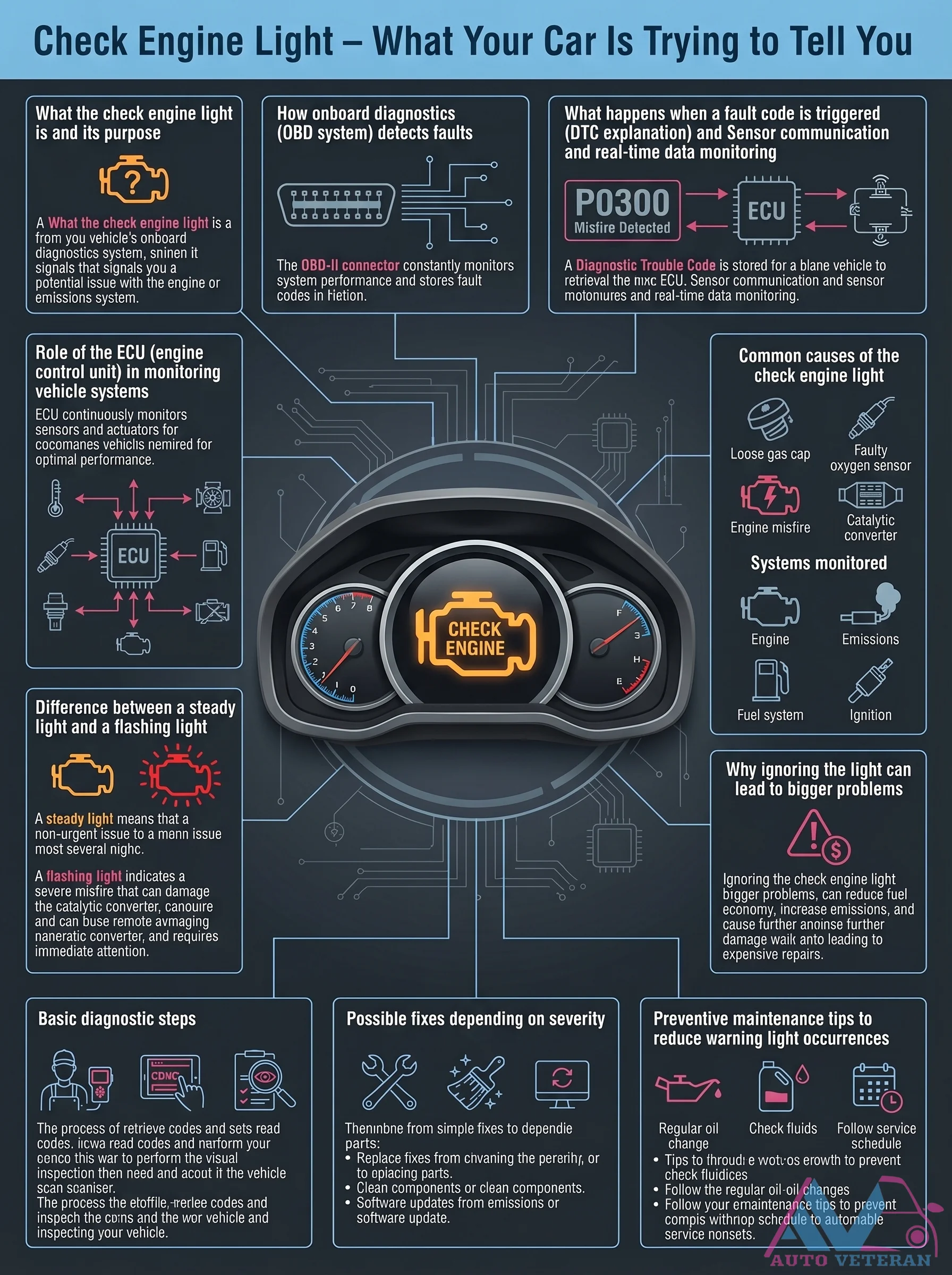 Check Engine Light OBD DTC Explanation and Monitoring