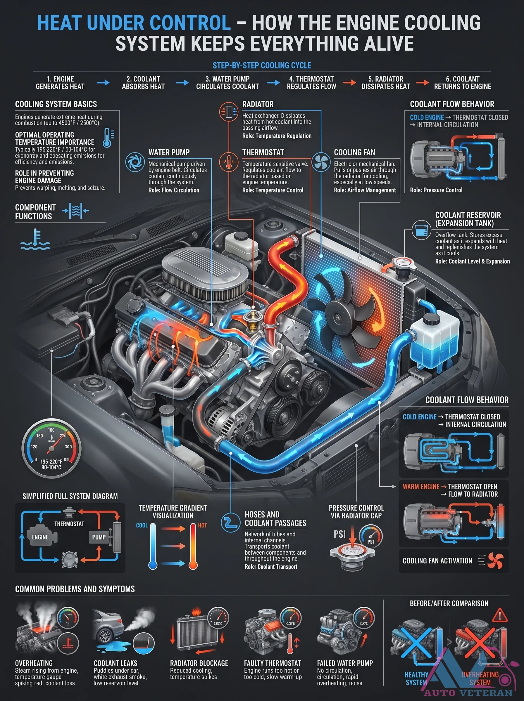 Engine Cooling System Step-by-Step Cycle