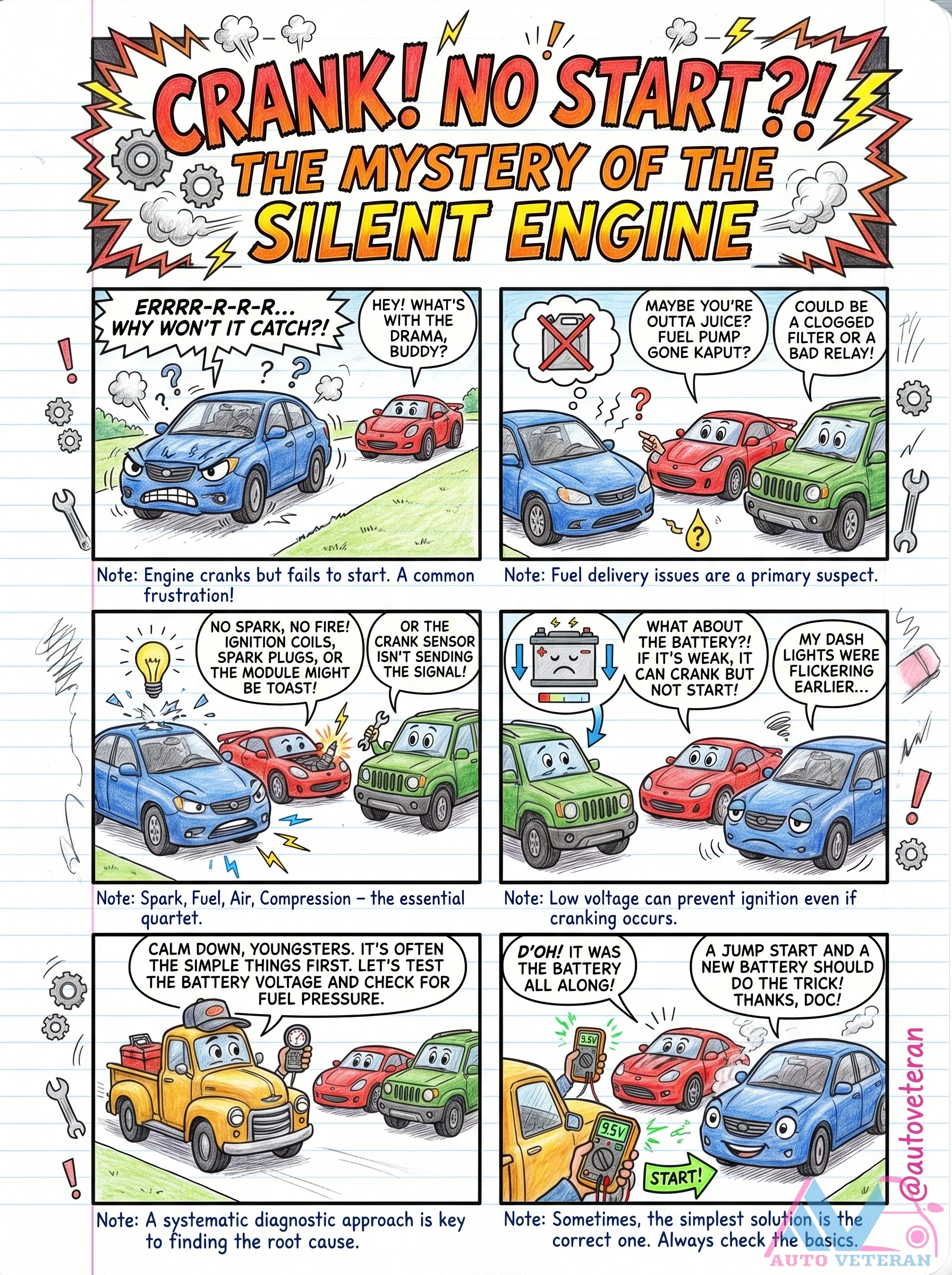 Engine Cranks But Won't Start Diagnostic Flowchart