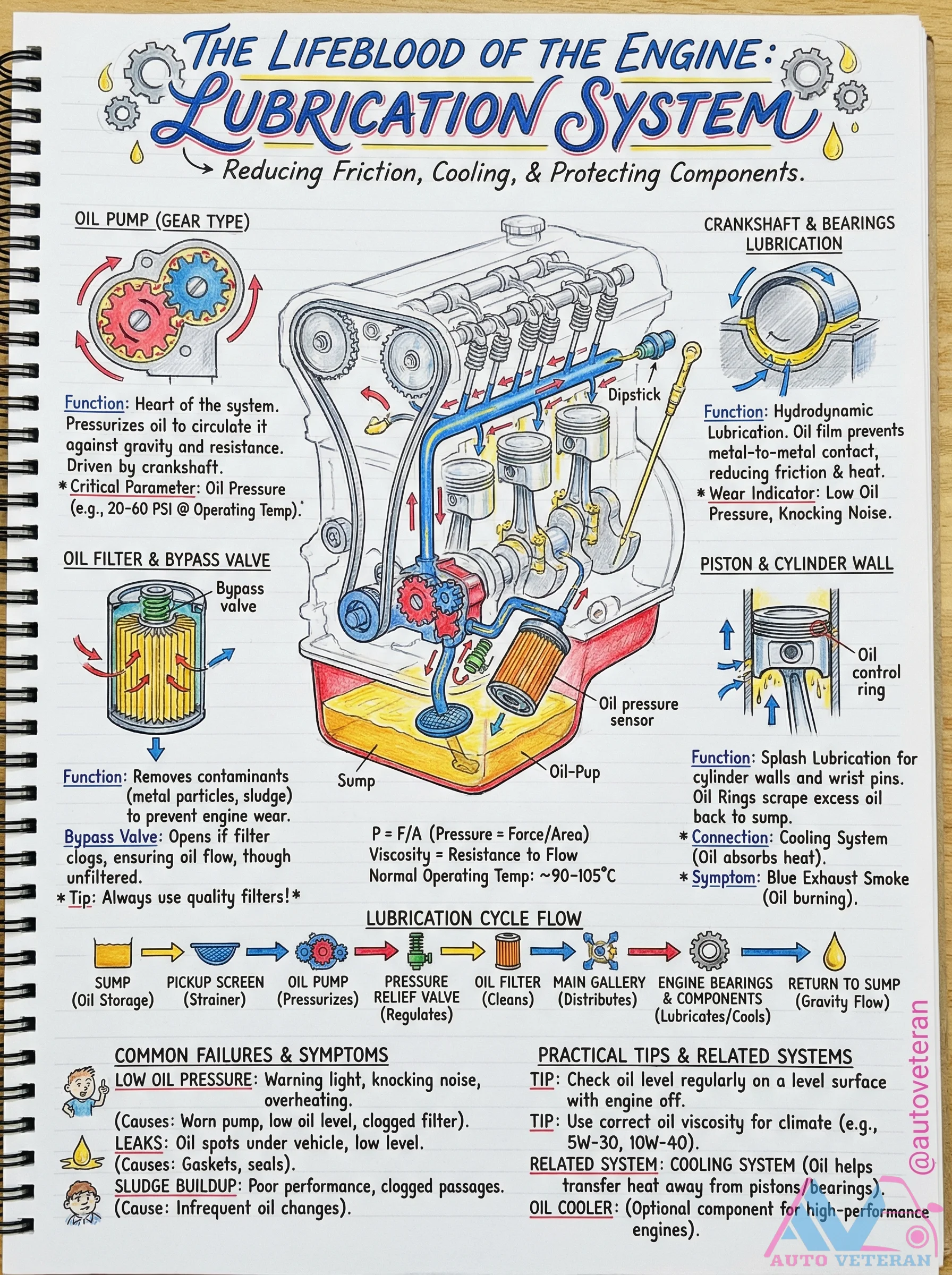 Engine Lubrication System Failures and Flow Diagram