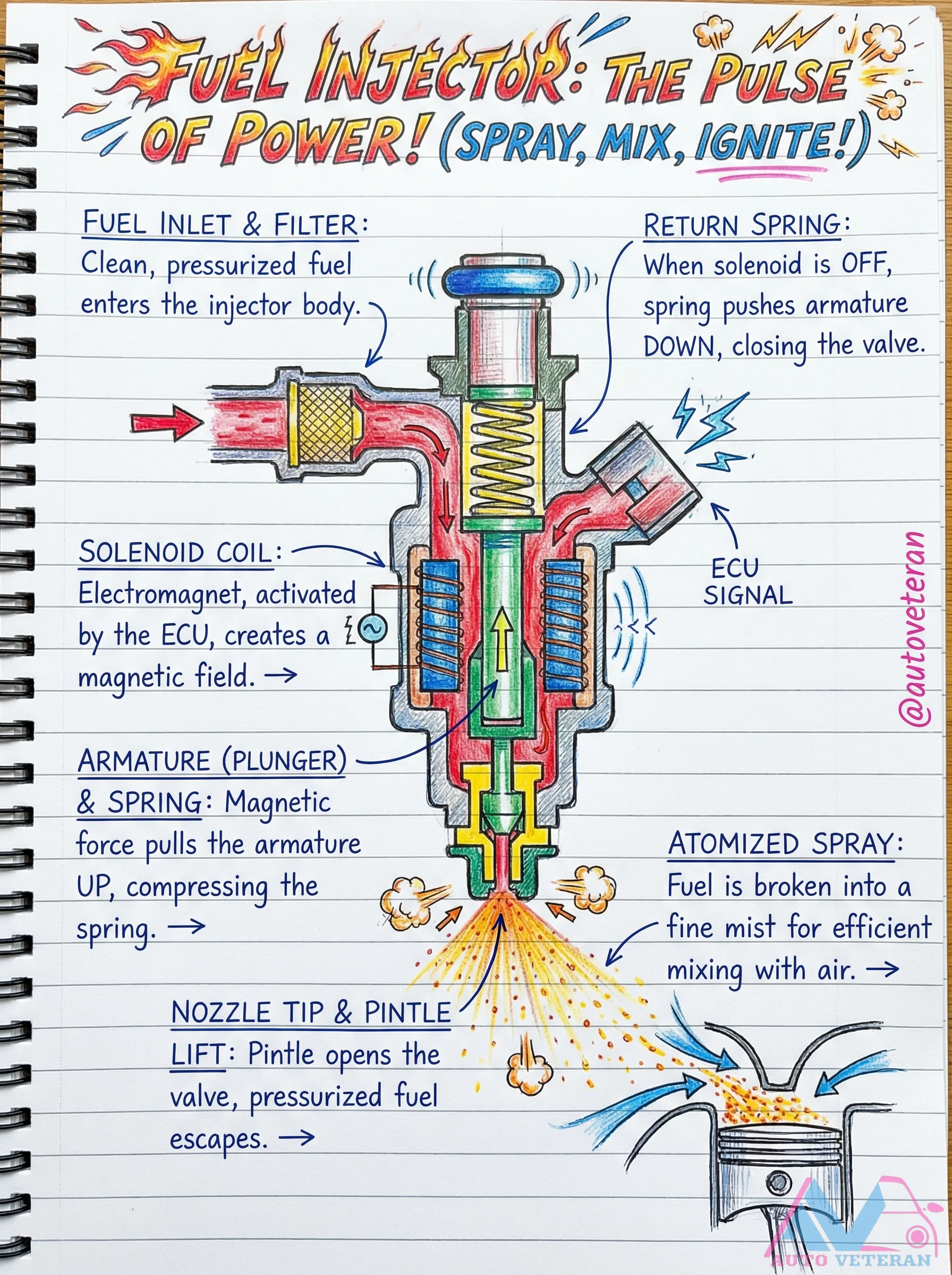 Fuel Injector Solenoid Operation and Atomization
