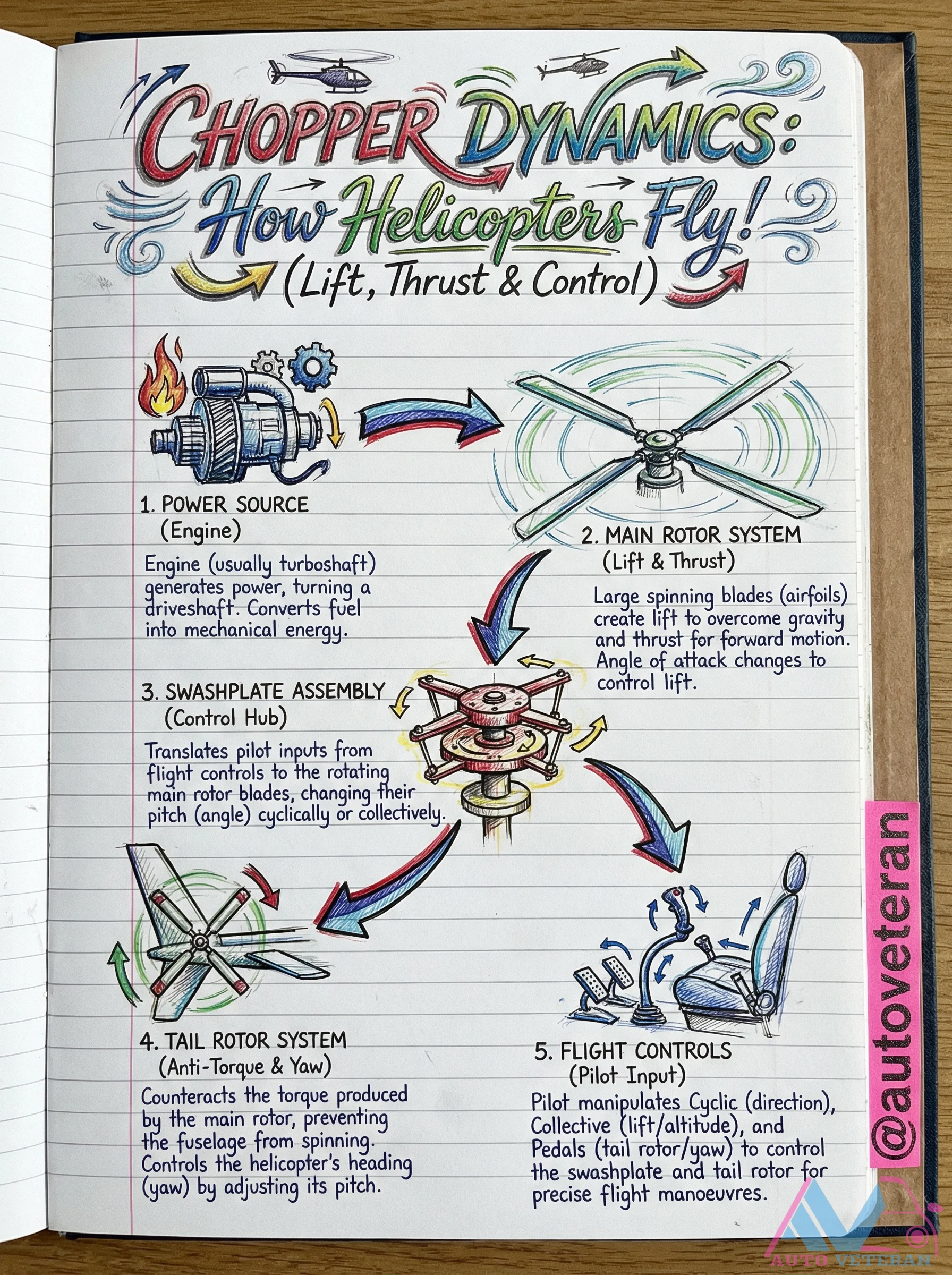 Helicopter Dynamics Power Source and Main Rotor System
