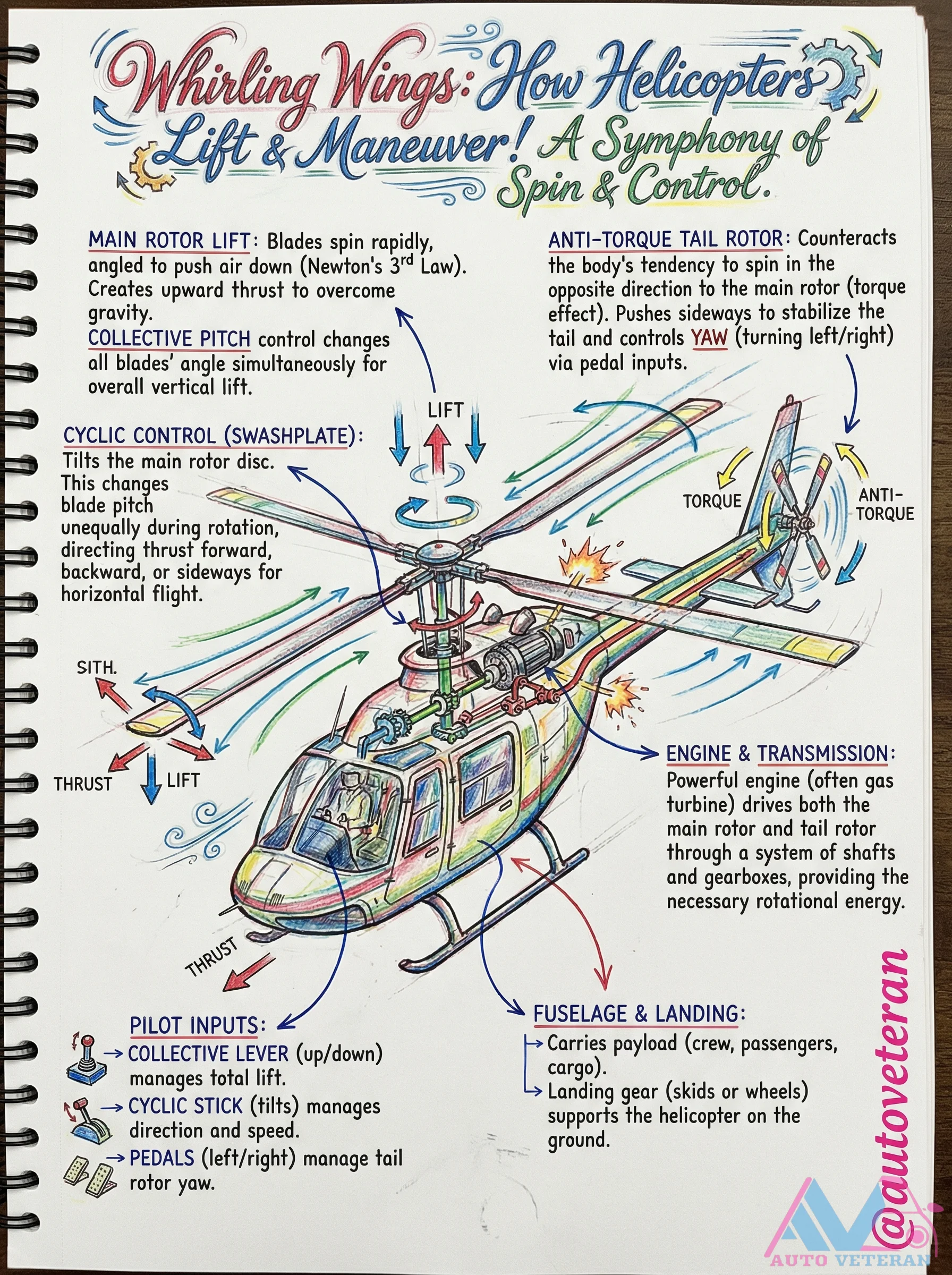 Helicopter Flight Controls and Lift Mechanics