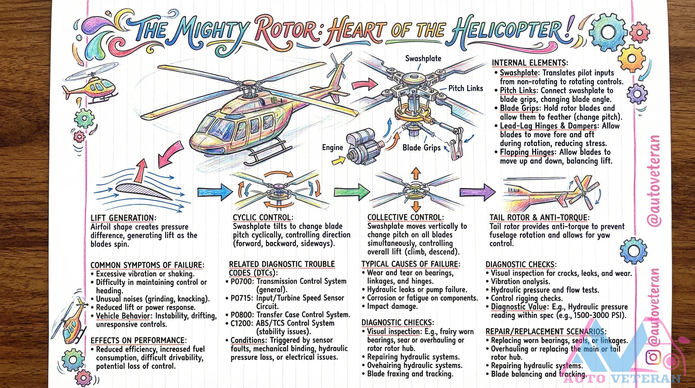 Helicopter Swashplate Failure Symptoms and Diagnosis