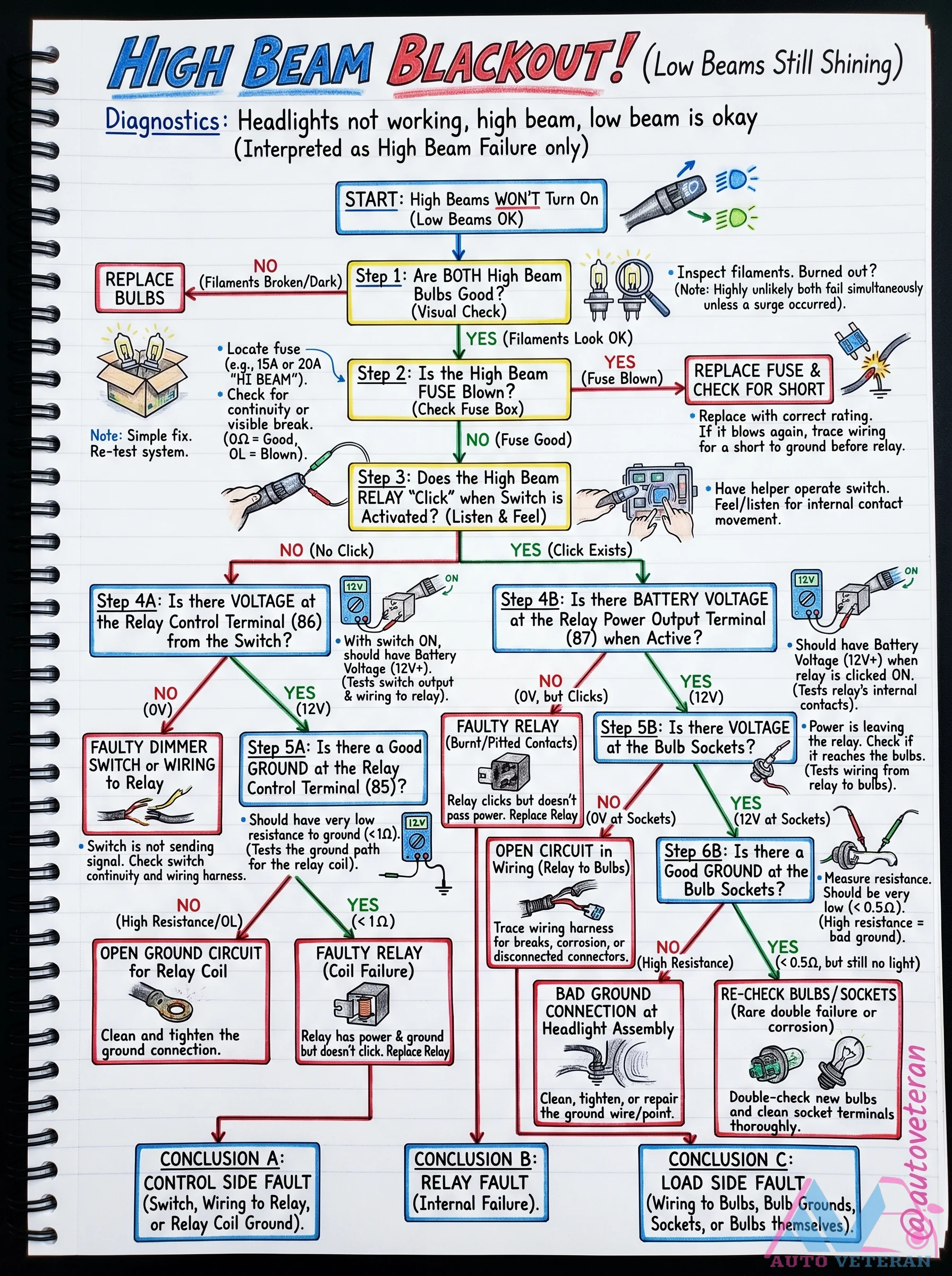 High Beam Blackout Diagnostic Flowchart