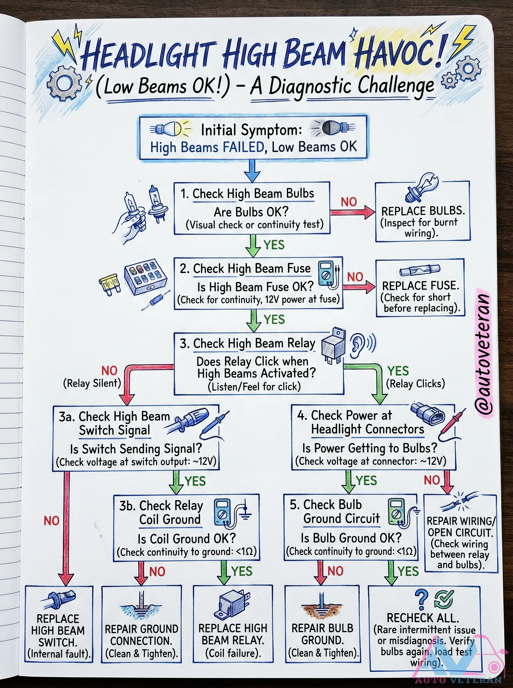 High Beam Diagnostic Flowchart