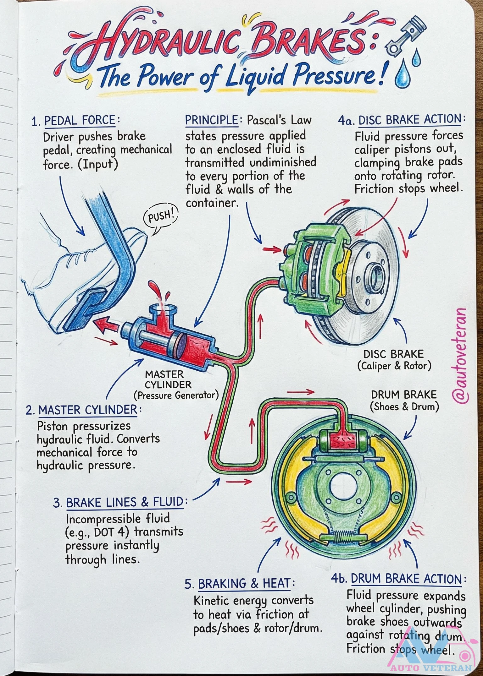 Hydraulic Brake System Pascal's Law Principle