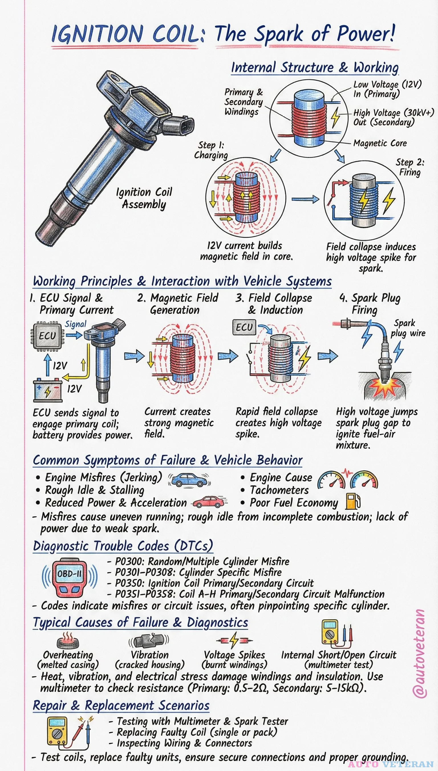 Ignition Coil Internal Structure and Failure Symptoms