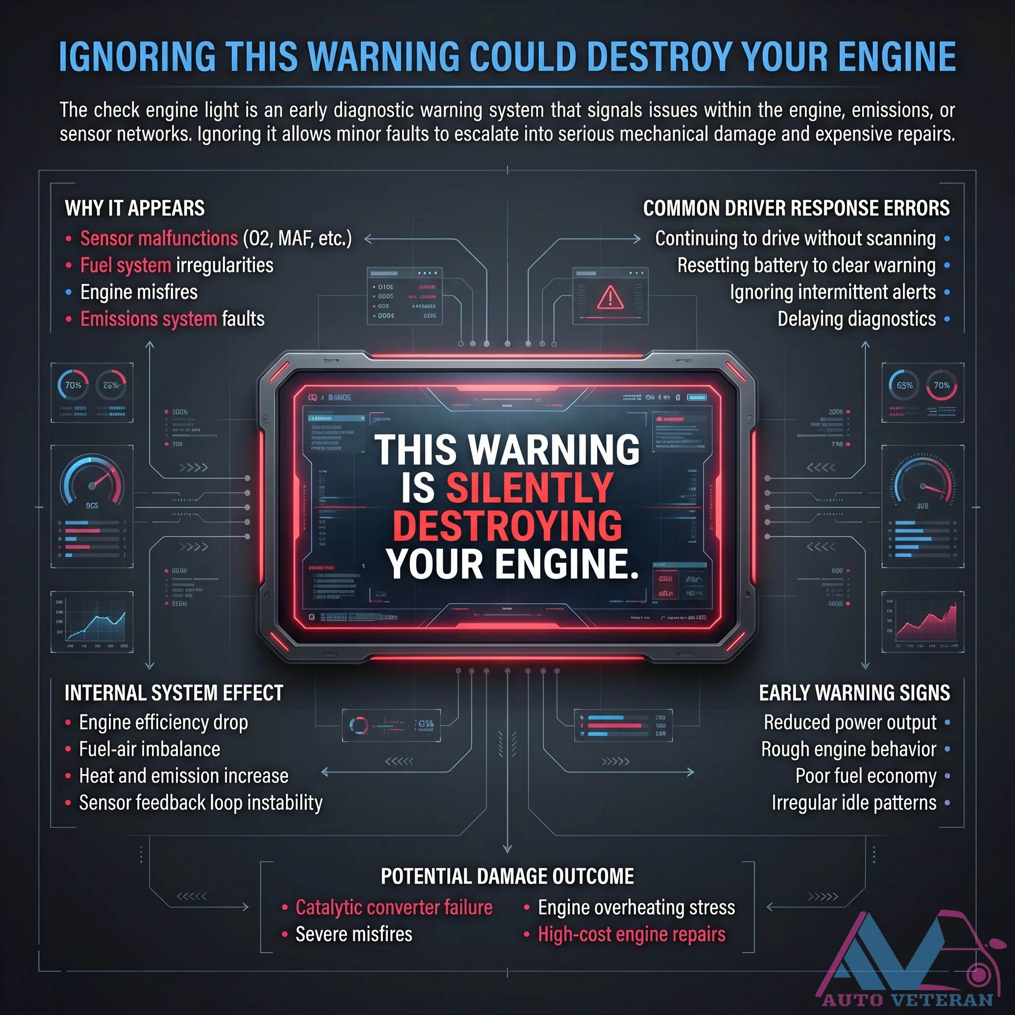 Ignoring Check Engine Light Warning Destroys Engine