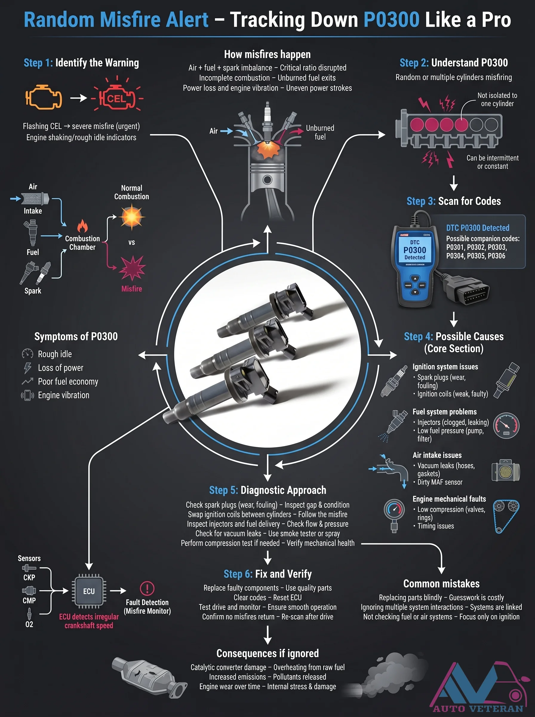 P0300 Random Misfire Diagnostic Steps and Causes