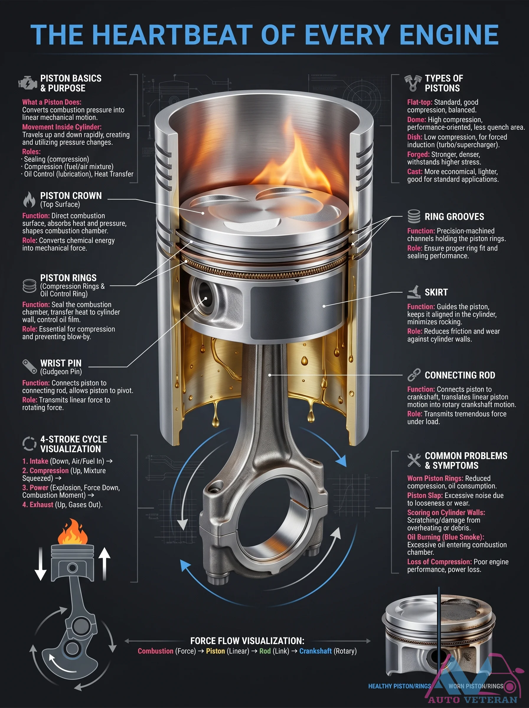 Piston Basics, Types, Purpose, and Common Problems