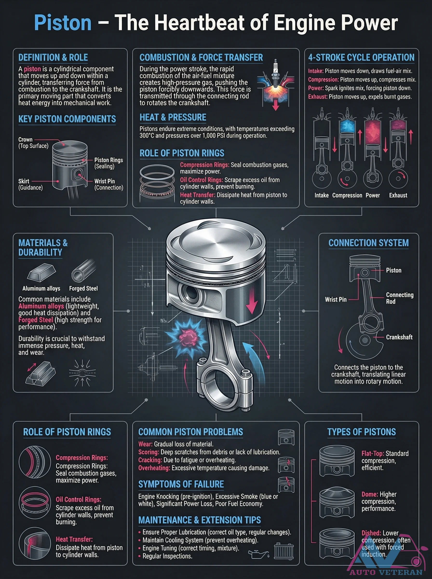 Piston Role in Engine Combustion and Force Transfer