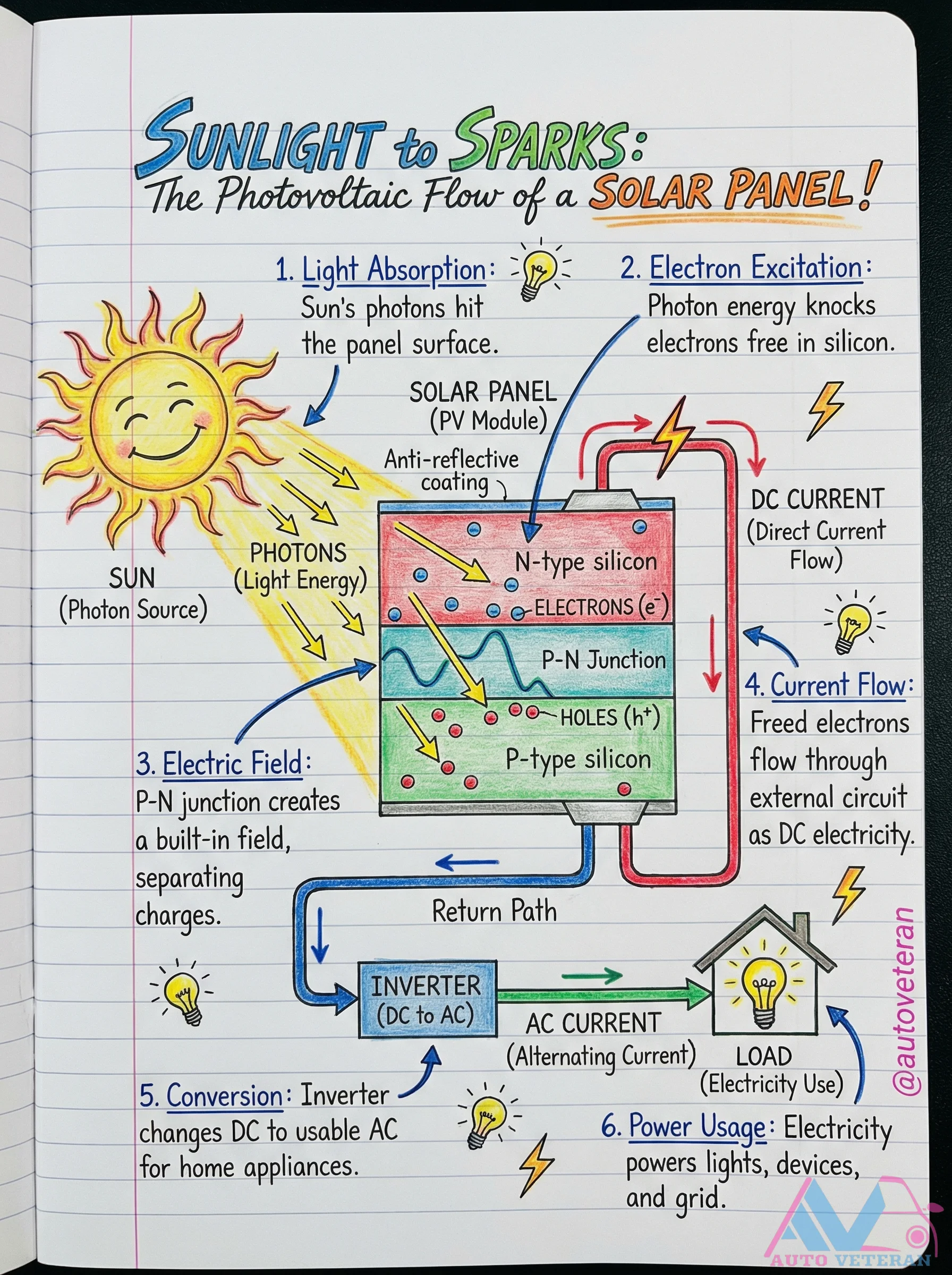 Solar Panel Photovoltaic Energy Flow Diagram