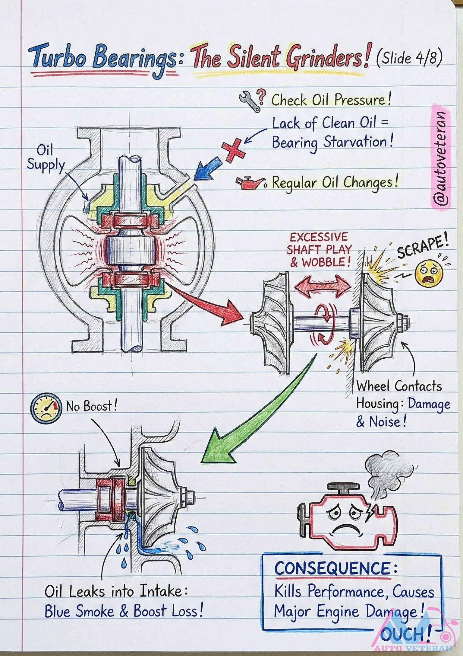Turbo Bearing Failure Consequences from Oil Issues