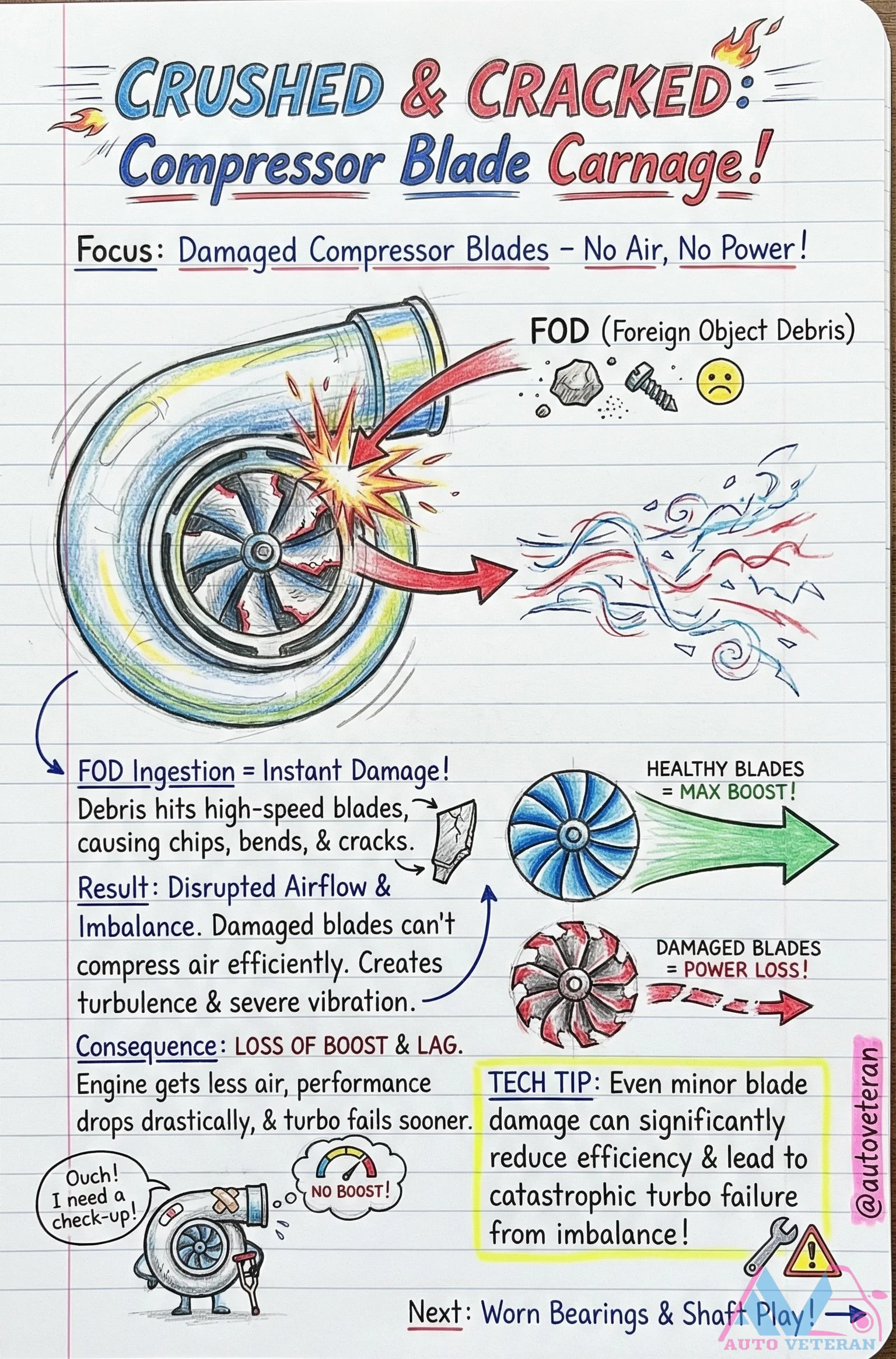 Turbo Compressor Blade FOD Damage Symptoms