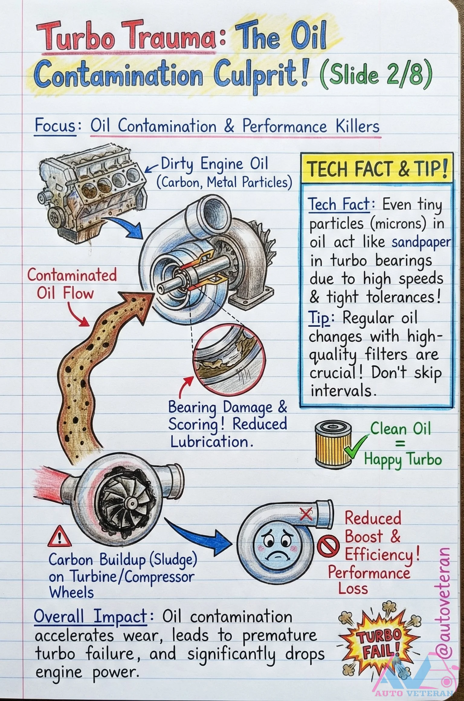 Oil Contamination in Turbochargers Causes Bearing Damage