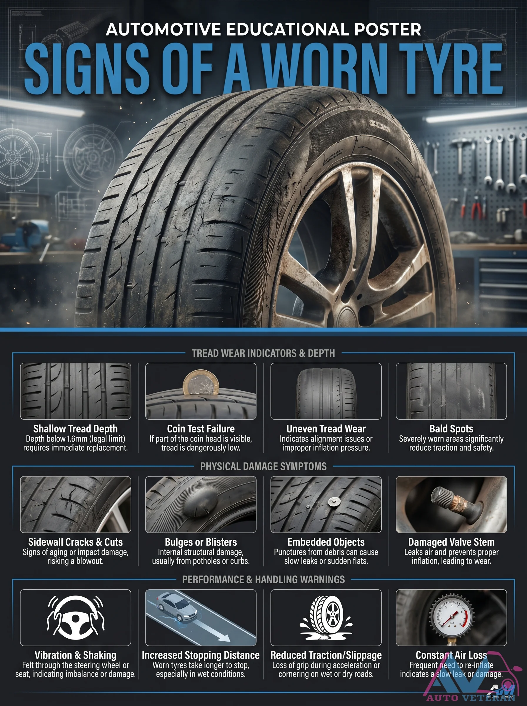 Signs of a Worn Tyre: Tread Depth and Damage